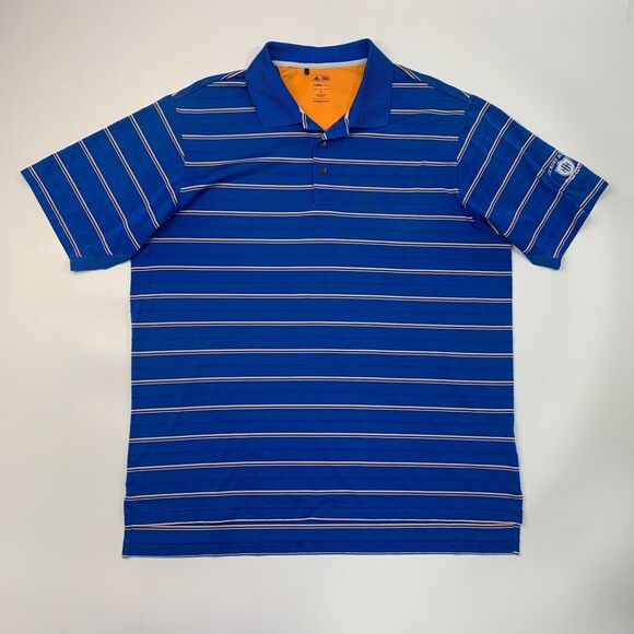 Adidas Polo Shirt Mens XL Extra Large Blue Climacool Striped Hickory Hills Golf - Picture 2 of 12